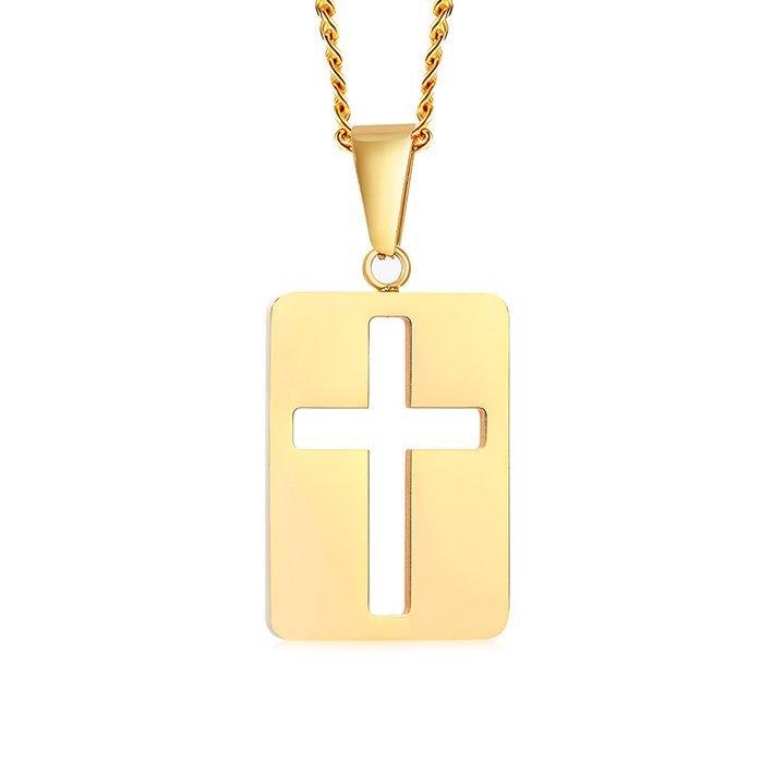 Colar Plate Cross Ouro