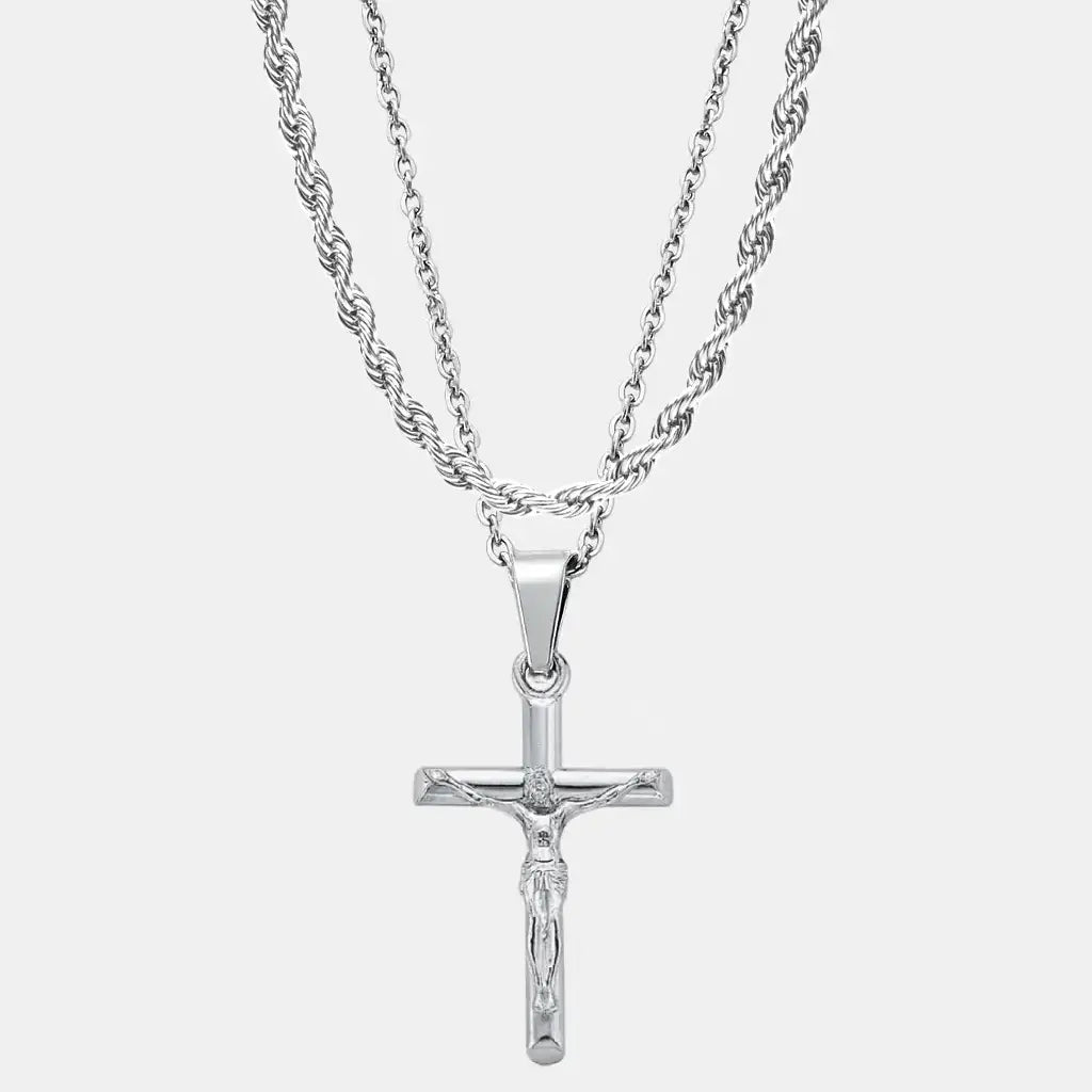 Kit Crucifixo Prata (Rope)
