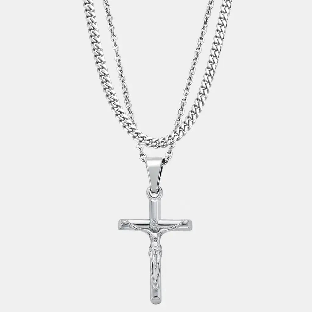 Kit Crucifixo Prata (Cuban)